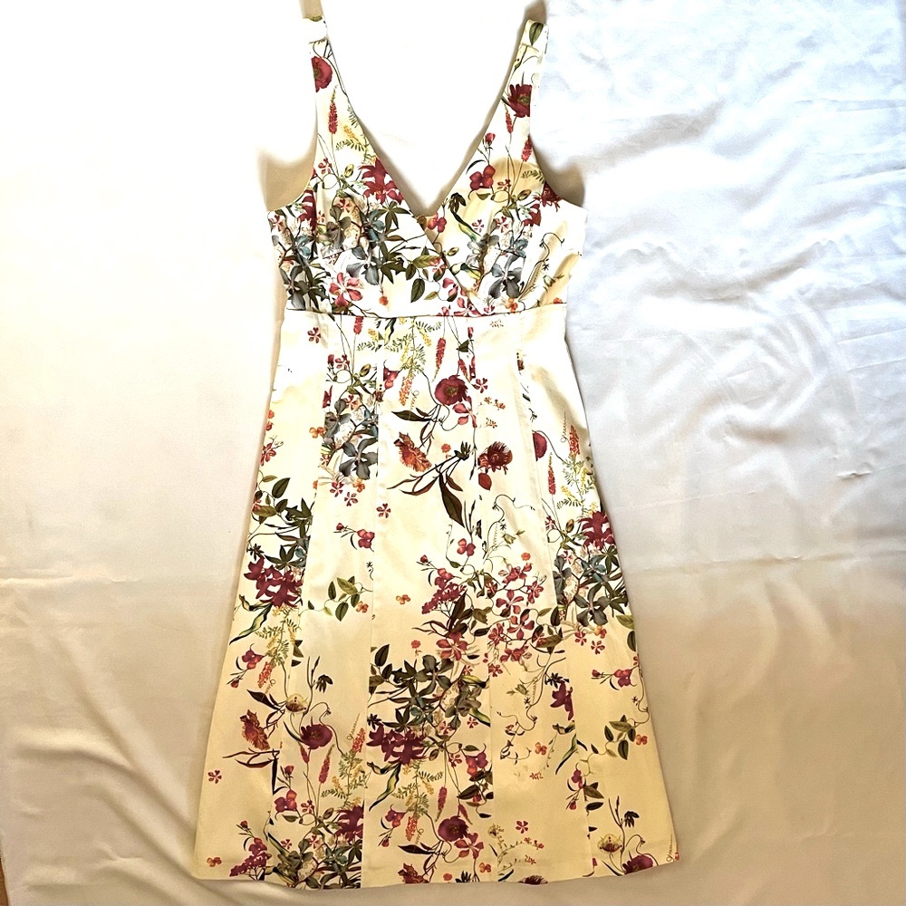Tahari Arthur S Levine Dresses Color Ivory/Rio White Floral Julie Dress Side 4.